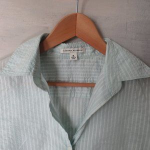 banana republic waffle fitted shirt aqua shirt M
